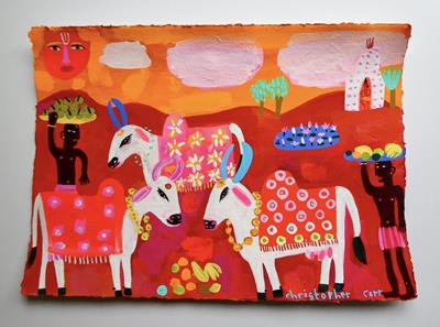 Three Cows With Blankets by Christopher Corr